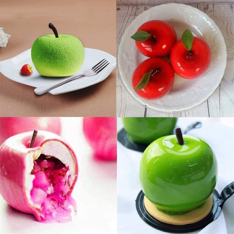 OCPO KITCHEN Apple Silicone Mold for Baking Mousse Cake Dessert Pastry Chocolate Fruit Pudding Jelly Ice Cream Christmas Cake Decoration Mold, Non-Stick and Easy Release, Apple Shape (8-Cavity) - Image 5